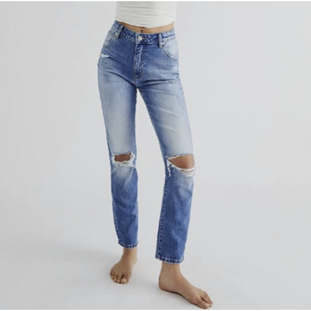 Rollas Jeans Miller Mid-High Rise Slim Distressed Blue Denim Grunge Size 32